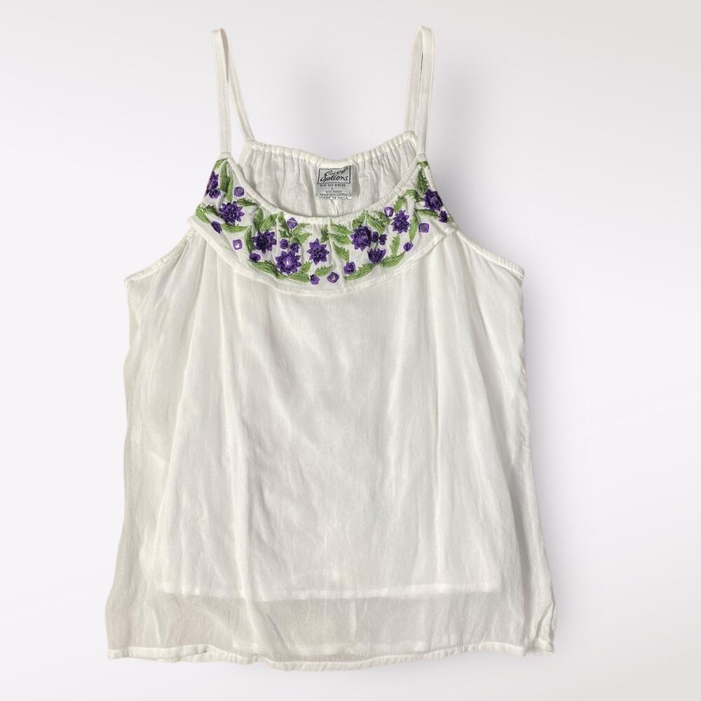 Cute Options Embroidered Floral Top Womens Size Large Boho‎ Cottage